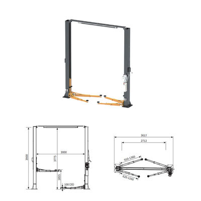 4500kg Two-Post Lift: 1855mm Height, Rubber Guards+Single-Lock for Heavy SUV/Truck Repair