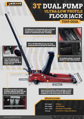 Workshop 3T Dual Pump Floor Jack Quick Lifting